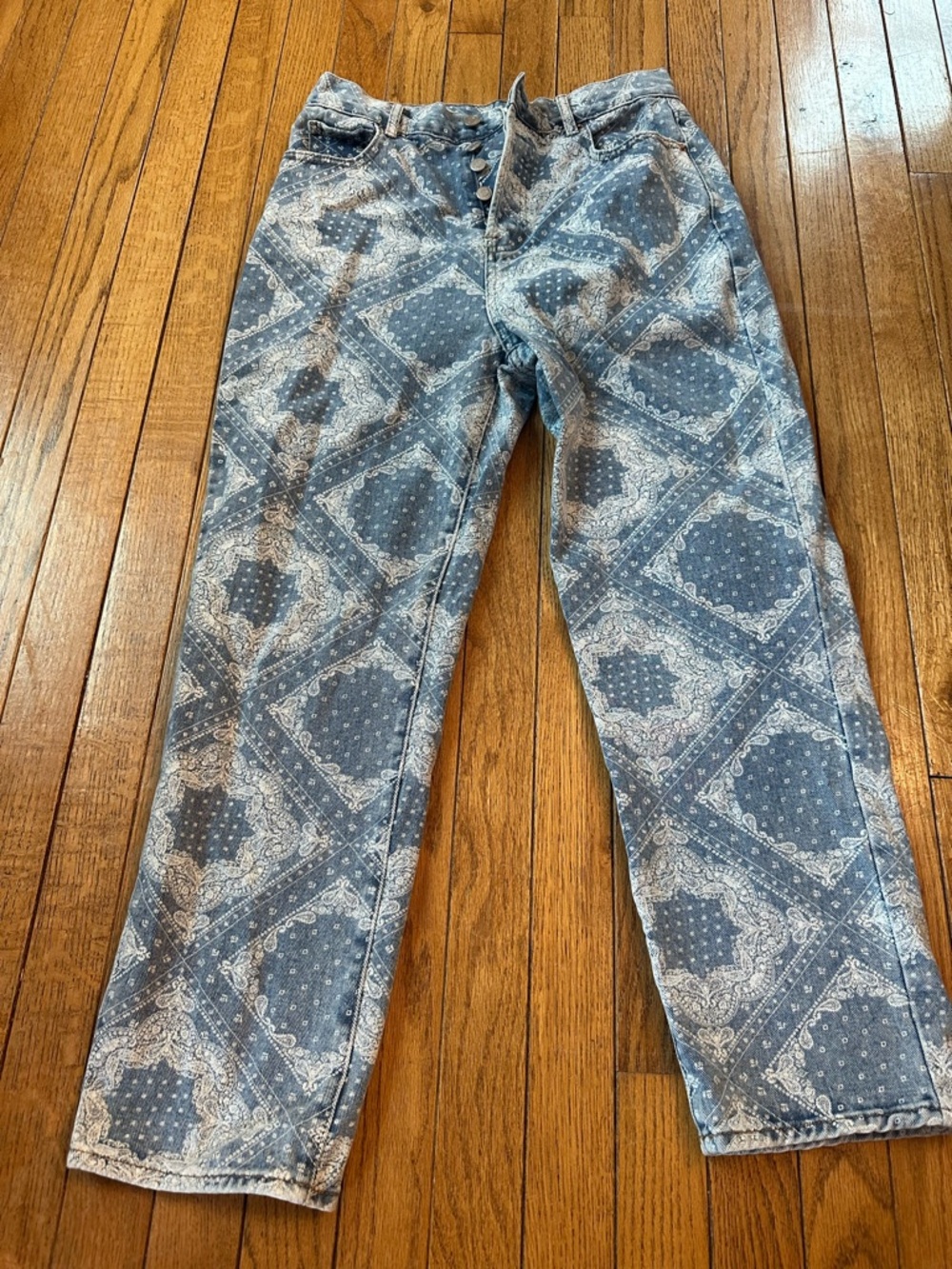PacSun Blue Bandana Print Straight Leg Jeans